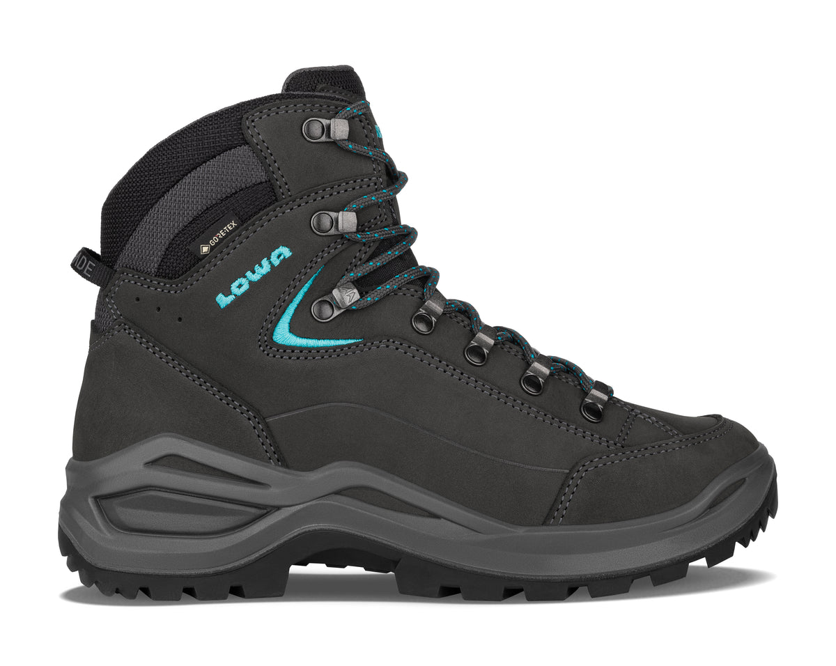 LOWA Renegade EVO GTX Mid naisten ulkoilujalkine, asphalt/turquoise