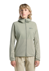 Jack Wolfskin Naisten Prelight Trail hupullinen takki, mint leaf