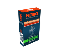 Nebo 18650 USB-C ladattava akku - Slyde King 2K, Big Larry Pro, Luxtreme SL25