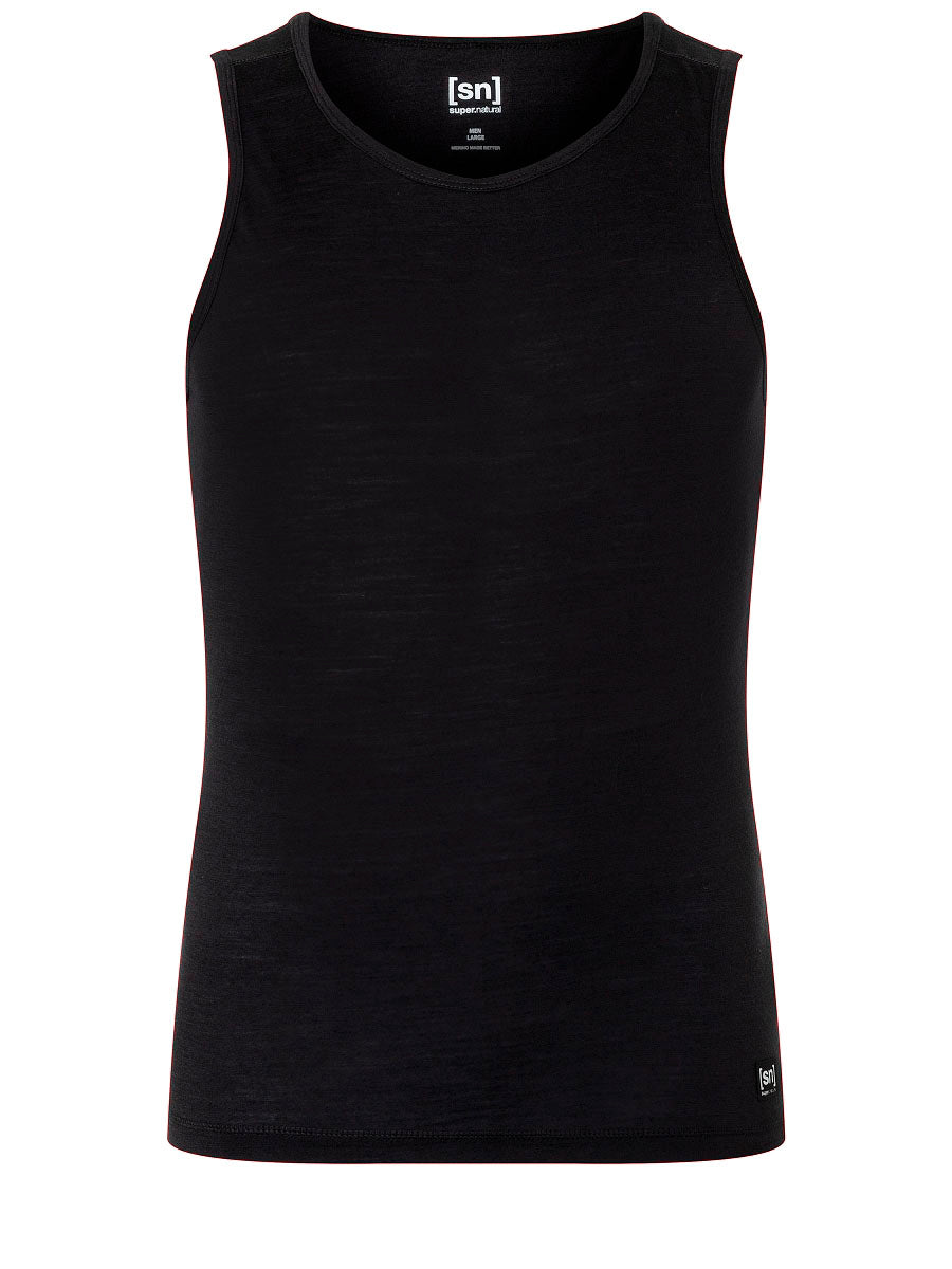 super.natural Sierra140 Tank miesten hihaton merinopaita, Jet Black