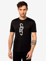 super.natural Carabineri miesten merinovillainen t-paita, Jet Black/Vapor Grey