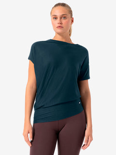 super.natural Yoga Loose naisten merinovillainen t-paita, Blueberry