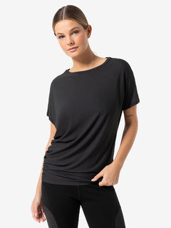 super.natural Loose Air Tee naisten merinopaita joogaan ja treeniin, Jet Black