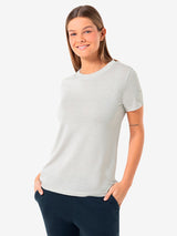 super.natural Casual Rib Bio J naisten merinovillainen t-paita, White Stone Melange