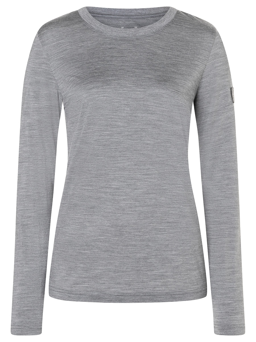 super.natural Casual Rib Bio J naisten pitkähihainen merinopaita, Cashmere Grey Melange