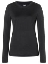 super.natural Casual Rib Bio J naisten pitkähihainen merinopaita, Jet Black