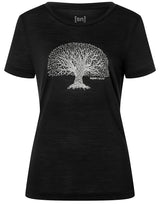 super.natural Tree Of Knowledge naisten merinovillainen t-paita, Jet Black/Feather Grey