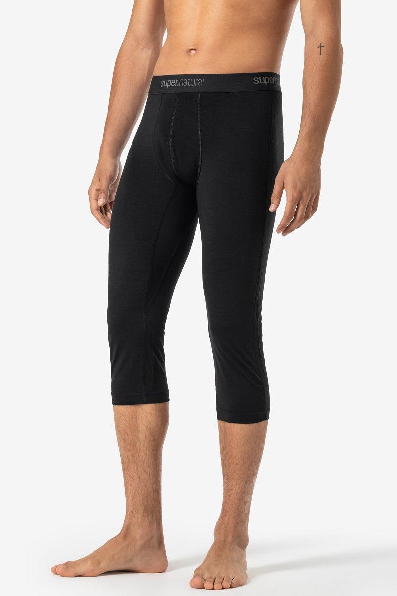 super.natural Tundra175 3/4 miesten merinovillaiset kerrastotrikoot, Jet Black