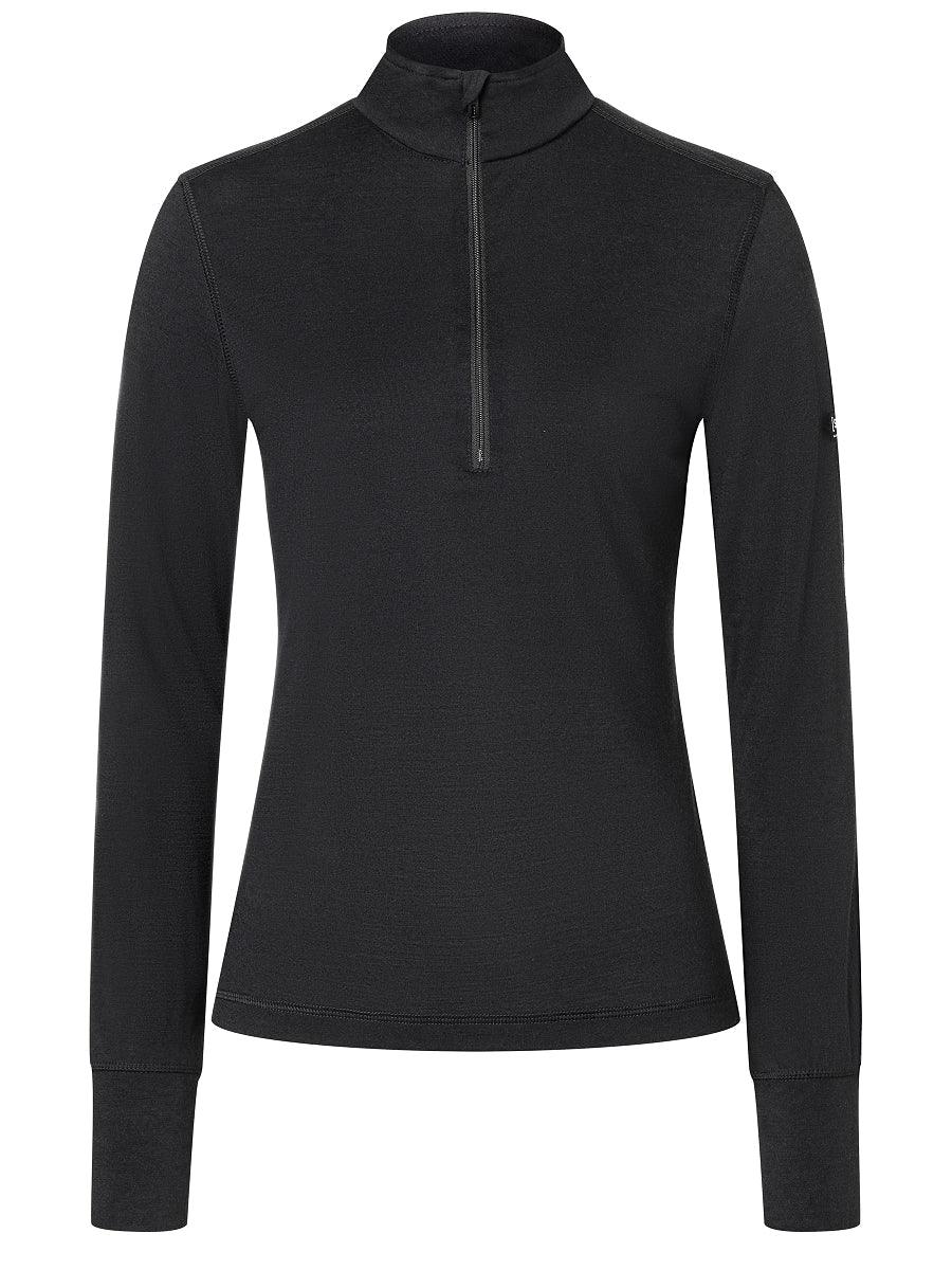 super.natural Tundra175 Zip 1/4 naisten merinovillainen kerrastopaita, Jet Black