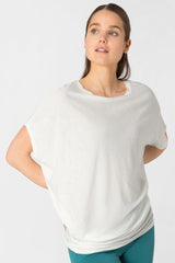 super.natural Yoga Loose naisten merinovillainen t-paita, Fresh White